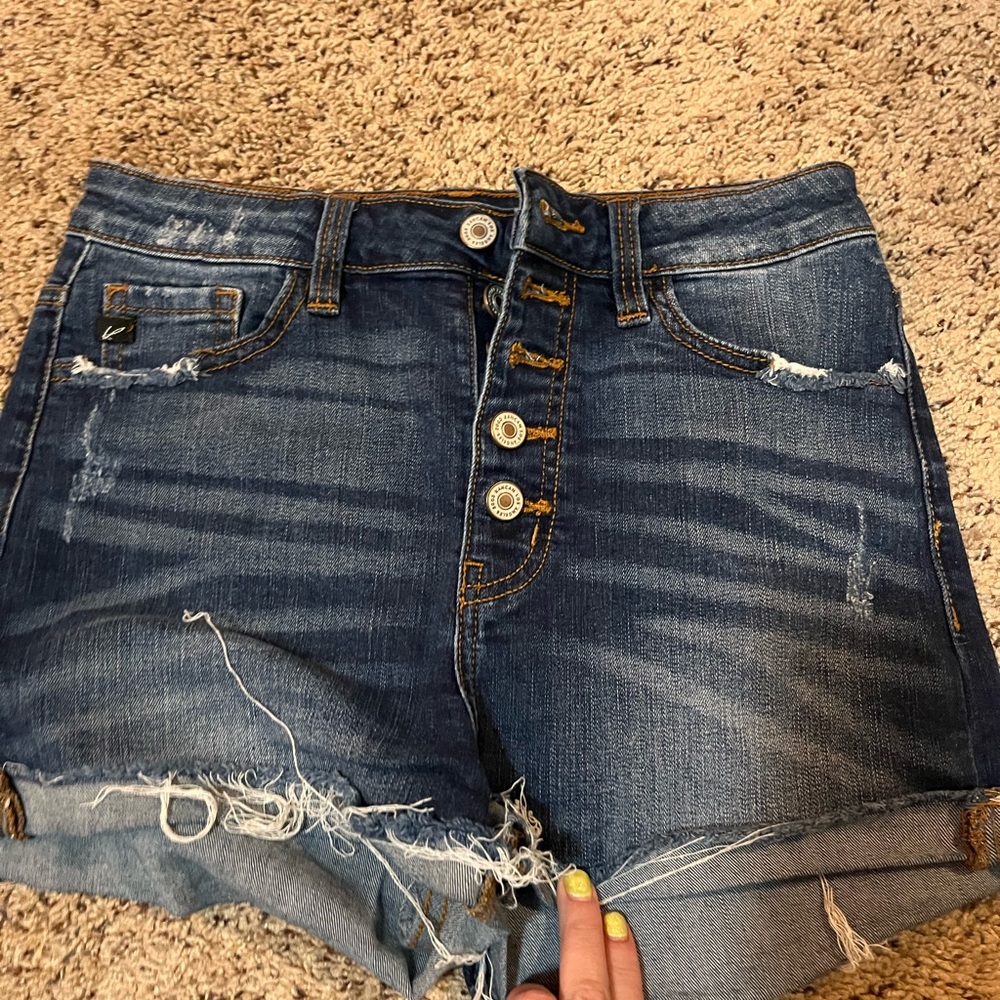 KanCan Dark Blue Distressed Jean Shorts